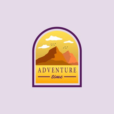 peyzaj çizimi kavramlı macera logosu tasarımı