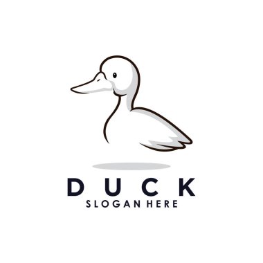 Ördek logosu tasarımı ve yaratıcı konsept premium vektörü