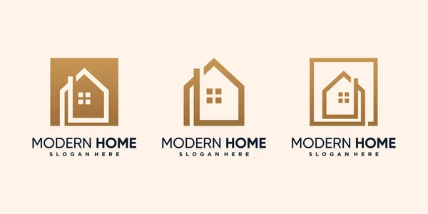 Set Modern Ház Logó Design Csomag Kreatív Egyedi Koncepció Premium — Stock Vector