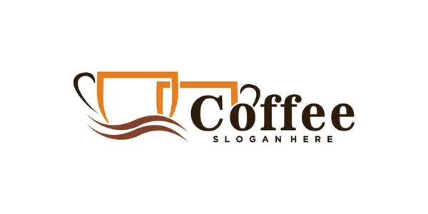 具有创意概念的咖啡店图标咖啡标志设计说明 — 图库矢量图片