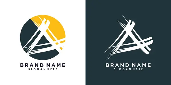 Schreiben Sie Ein Logo Design Mit Ikone Kreatives Konzept Premium — Stockvektor