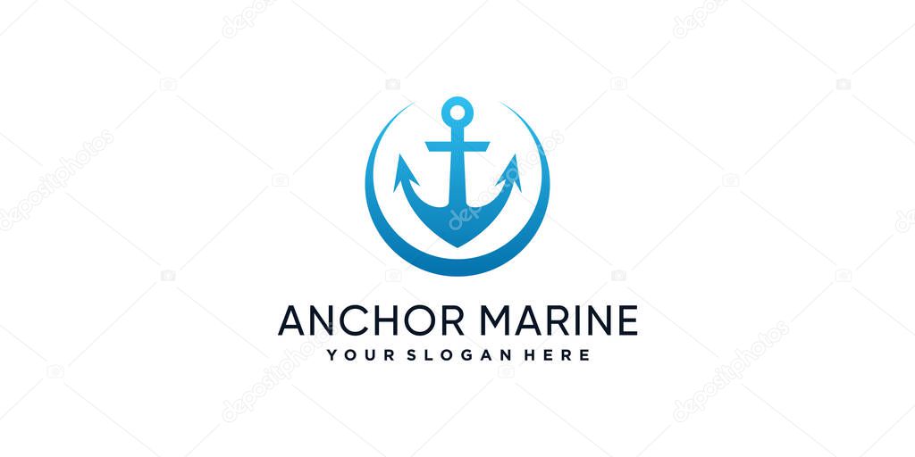 Marine anchor icon logo design template with creative concept Premium Vector