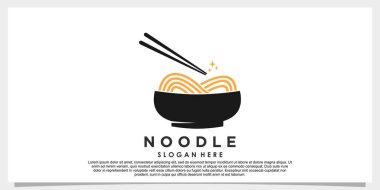 noodle ramen logo tasarım vektörü ve yaratıcı konsept