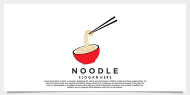 noodle ramen logo tasarım vektörü ve yaratıcı konsept