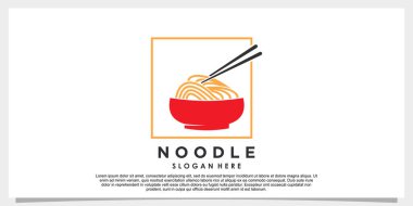 noodle ramen logo tasarım vektörü ve yaratıcı konsept