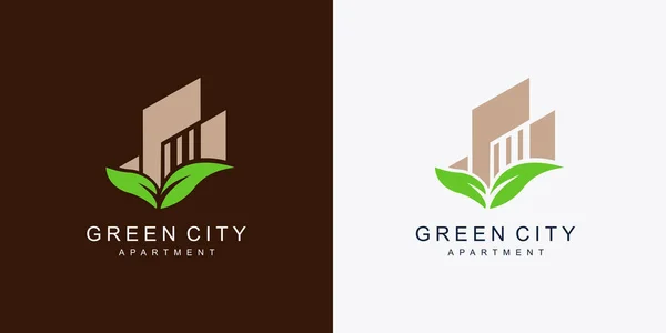 Πράσινο Σχεδιασμό Λογότυπο Της Πόλης Σύγχρονη Δημιουργική Έννοια Πριμοδότηση Διάνυσμα — Διανυσματικό Αρχείο