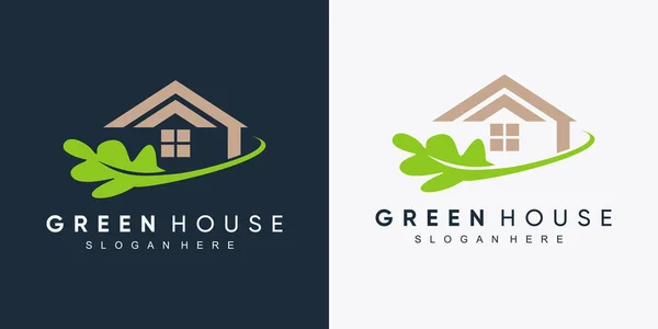 Green House Logo Design Modern Creative Concept Premium Vector — Stock Vector