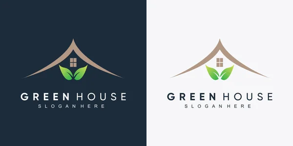 Projekt Logo Zielonego Domu Nowoczesną Koncepcją Kreatywną Wektor Premium — Wektor stockowy