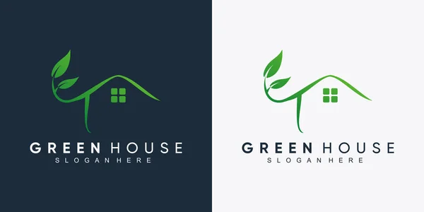 Projeto Logotipo Casa Verde Com Conceito Criativo Moderno Vetor Premium — Vetor de Stock