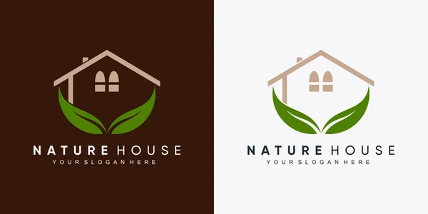 現代の創造的な概念のプレミアム ベクターが付いている緑の家のロゴの設計 — ストックベクタ