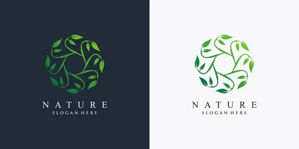 Design Logotipo Natureza Com Conceito Criativo Moderno Vetor Premium — Vetor de Stock