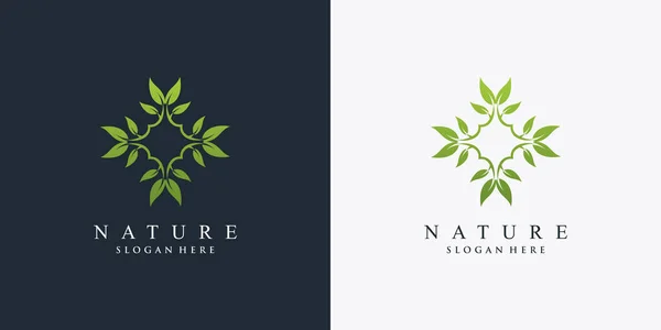 Design Logotipo Natureza Com Conceito Criativo Moderno Vetor Premium — Vetor de Stock