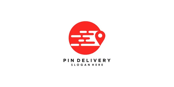 Pin Delivery Logo Design Mit Ikone Kreatives Konzept Premium Vektor — Stockvektor