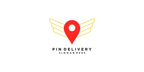 Pin Delivery Logo Design Mit Ikone Kreatives Konzept Premium Vektor — Stockvektor