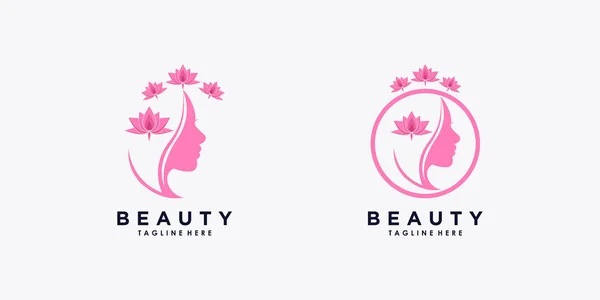 Piękno Kobieta Logo Projekt Kwiat Koncepcji Gradientowego Stylu — Wektor stockowy