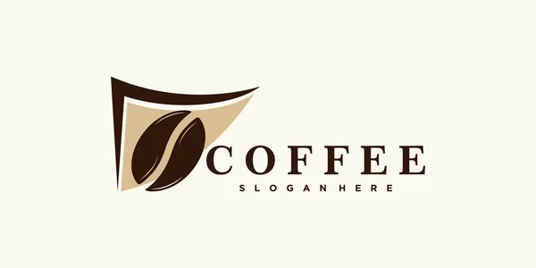 Kaffee Logo Design Für Café Ikone Mit Kreativem Konzept Premium — Stockvektor