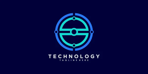 Tecnologia Logotipo Design Vetor Com Gradiente Abstrato Conceito Criativo —  Vetores de Stock