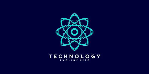 Tecnologia Logotipo Design Vetor Com Gradiente Abstrato Conceito Criativo —  Vetores de Stock