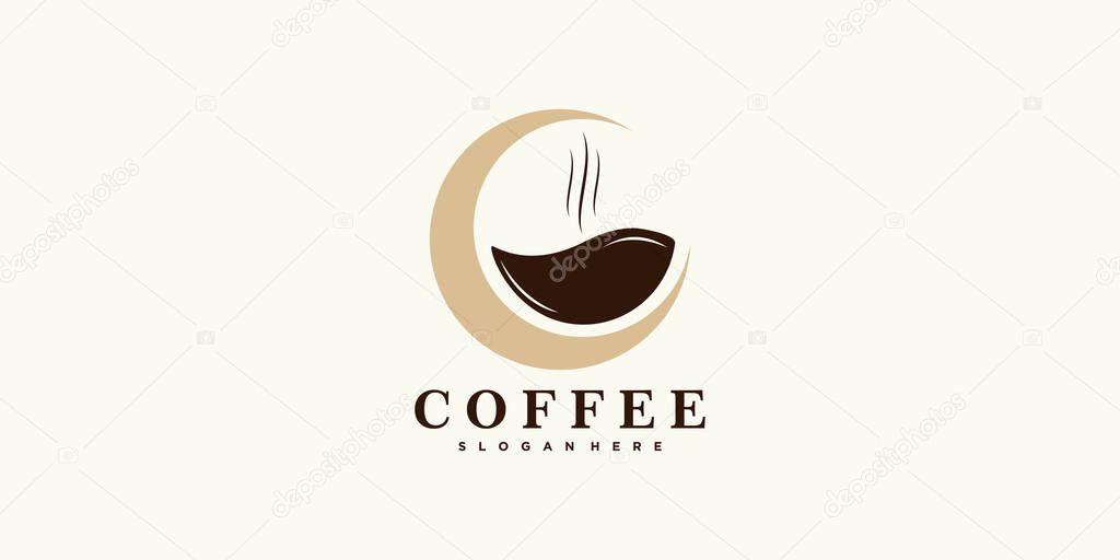 Coffee logo design for coffee shop icon with creative concept premium vector