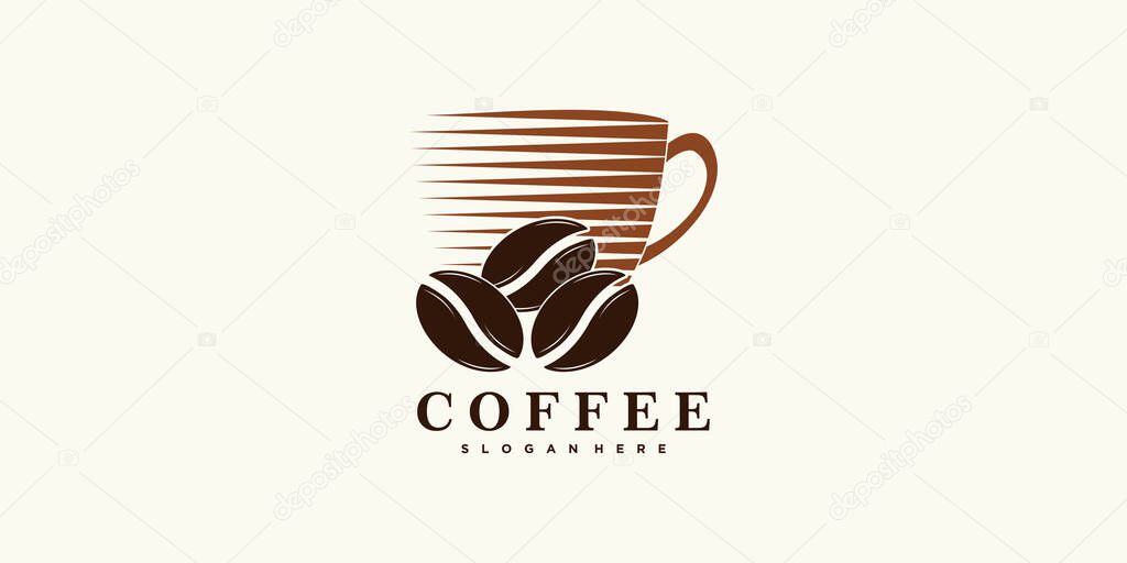 Coffee logo design for coffee shop icon with creative concept premium vector