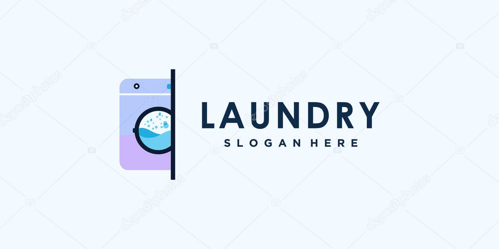 Laundry washing machine logo design bundle with unique concept Premium Vector