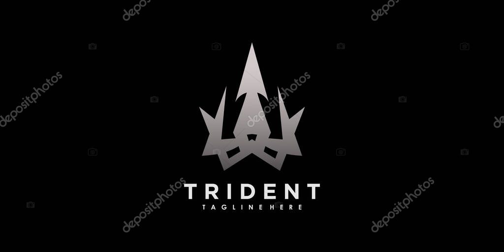 Trident logo design vector with illustration creative concept