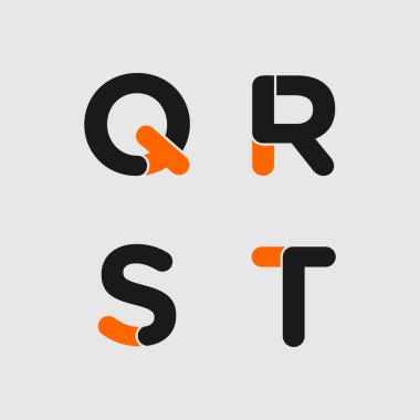 Yaratıcı konsepte sahip harf yazı tipi q r 's logo dizaynı