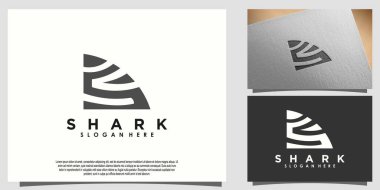 Köpekbalığı yüzgeci illüstrasyon logosu tasarımı ve yaratıcı konsept