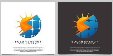 Güneş enerjisi logosu tasarımıyla güneş paneli teknolojisi