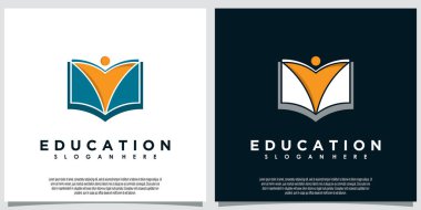 Kitap ve kalemle eğitim logosu şablonu