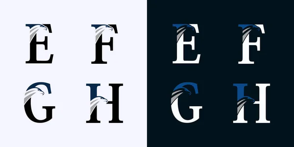 Набір Дизайну Логотипу Літери Концепцією Голови Орла — стоковий вектор