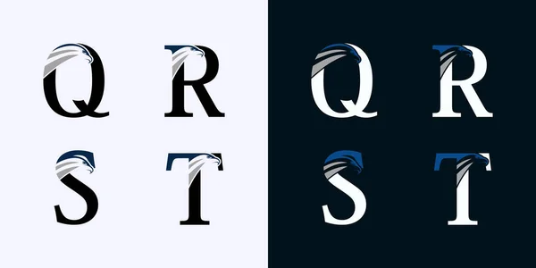 Набір Дизайну Логотипу Літери Концепцією Голови Орла — стоковий вектор