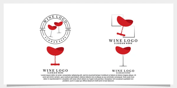 Conjunto Plantilla Diseño Logotipo Vidrio Vino — Vector de stock