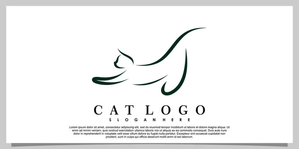 Diseño Del Logotipo Del Gato Abstrac Con Ilustración Boceto Tribal — Archivo Imágenes Vectoriales
