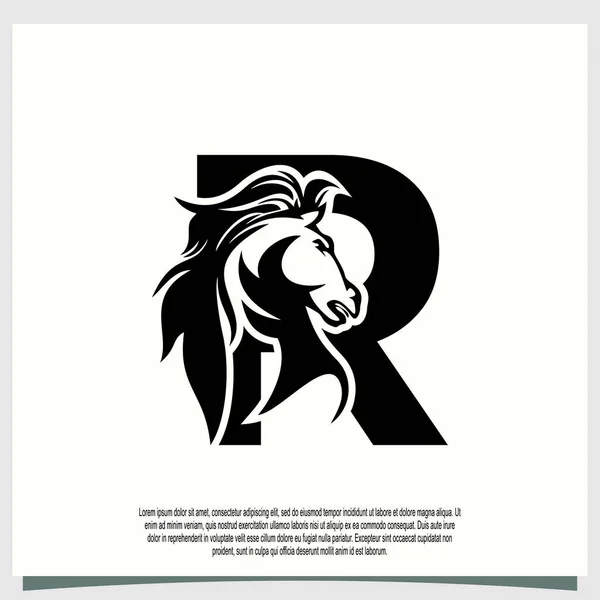 Häst Huvud Logotyp Design Med Första Bokstaven Modernt Koncept — Stock vektor