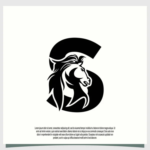 Horse Head Logo Design Initial Letter Modern Concept — Stock Vector