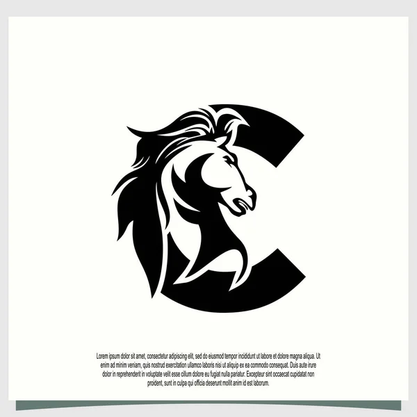 Projekt Logo Głowy Konia Początkową Literą Nowoczesnej Koncepcji — Wektor stockowy