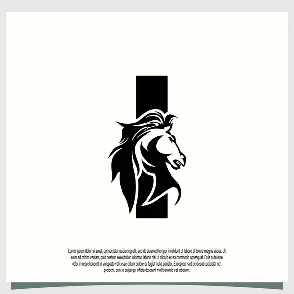 Horse Head Logo Design Initial Letter Modern Concept — Stock Vector