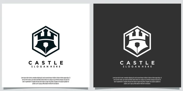 Diseño Del Logotipo Del Castillo Pluma Con Concepto Creativo — Archivo Imágenes Vectoriales
