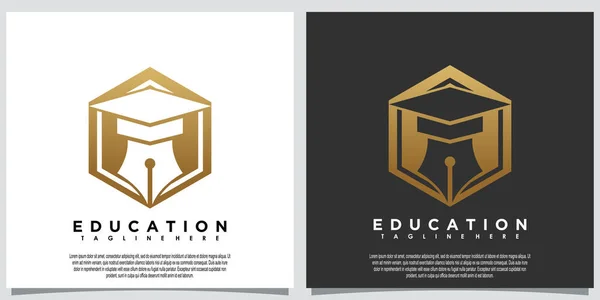 Plantilla Del Logotipo Educación Con Concepto Creativo Pluma — Vector de stock