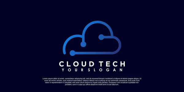 Cloud Logo Design Med Teknik Koncept — Stock vektor