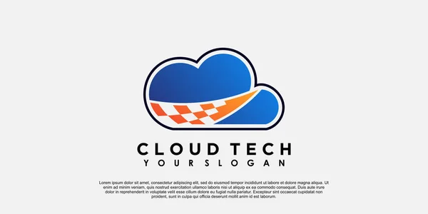 Cloud Logo Design Med Teknik Koncept — Stock vektor