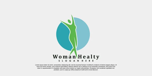 Γυναίκα Healty Λογότυπο Ζωής Σχεδιασμού — Διανυσματικό Αρχείο