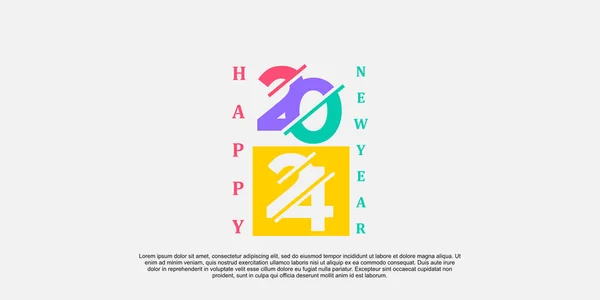 2024 Feliz Año Nuevo Logotipo Diseño 2024 Número Vector Ilustración — Archivo Imágenes Vectoriales