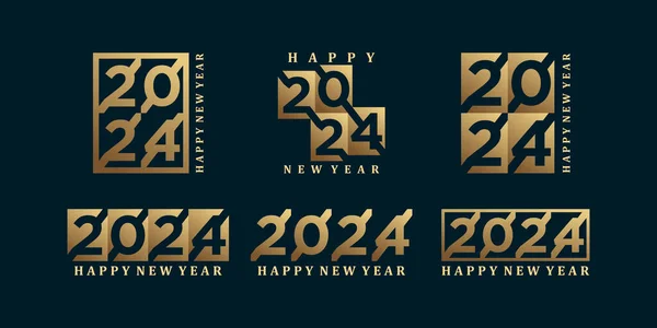 Ensemble 2024 Heureux Nouveau Logo Année — Image vectorielle