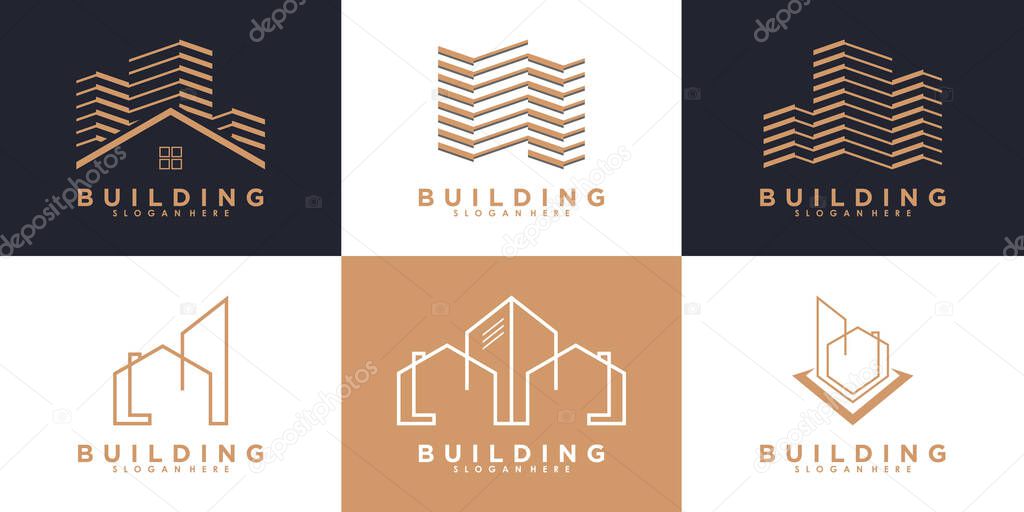 Set of building logo design with template