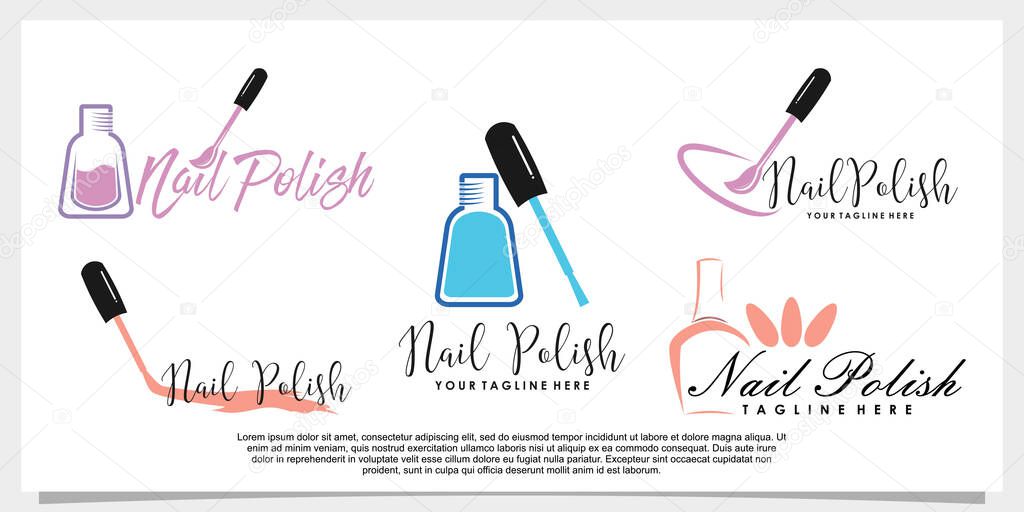 Set of nail art logo design template