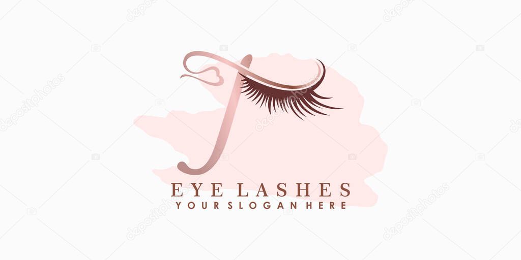Eye lash beauty logo design with letter concept