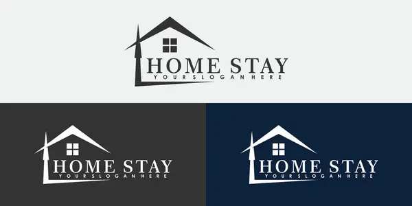 Home Stay Logo Design Mit Einfachem Konzept — Stockvektor