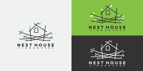 Design Logotipo Casa Ninho — Vetor de Stock